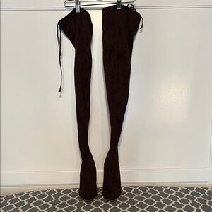 Suede Over-the-Knee Thigh High Boots - Chocolate Brown